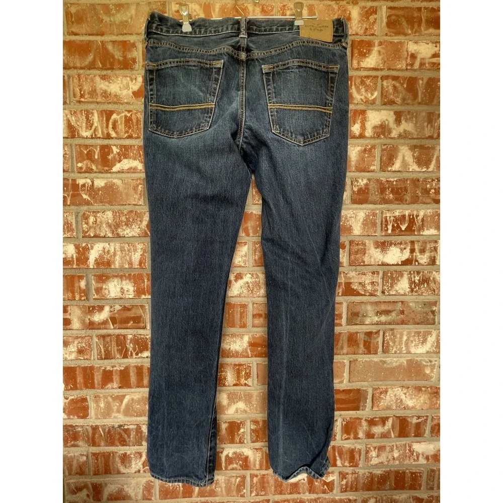 Abercrombie &‎ Fitch Men Jeans 34x34 Blue Button Fly Straight Leg Skinny Y2K